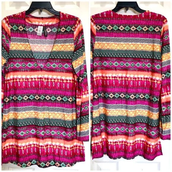 KENNETH COLE REACTION - L Sz L EUC Swimsuit Coverup/Tunic Top/V-Neck/Long Sleeve - Picture 2 of 16